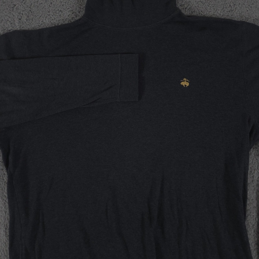 Brooks Brothers Shirt Mens XL Gray Mock Neck 346 Long Sleeve Cotton Preppy Logo